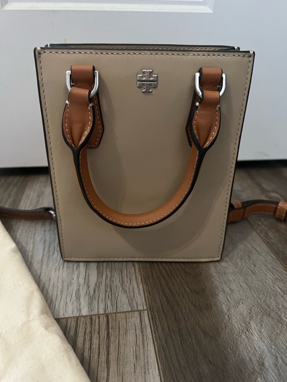 Tory Burch Beige and Tan Mini Crossbody Bag